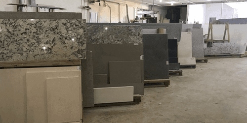 Showroom of countertops remnants